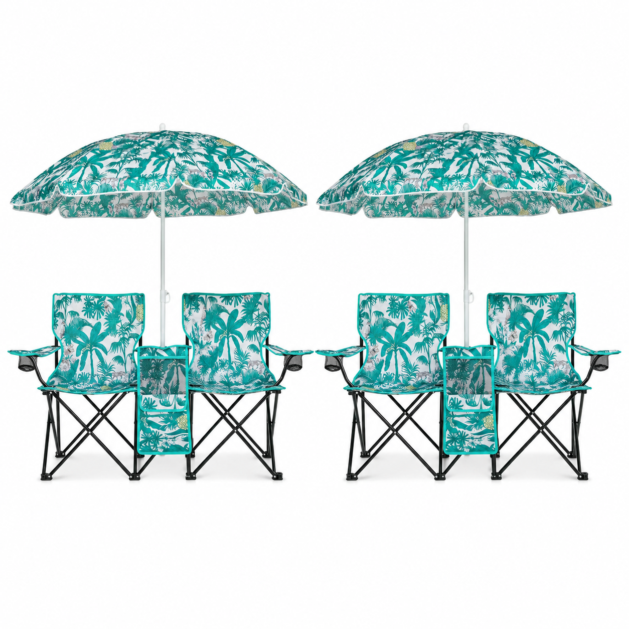 [Copy]Tangkula Double Camping Chairs with Umbrella, Portable 2 Seat Folding Camp Chair with Cooler Bag, Beverage Holder, Carrying Bag, Foldable Lawn Chair for Outside, Fishing, Picnic, Beach