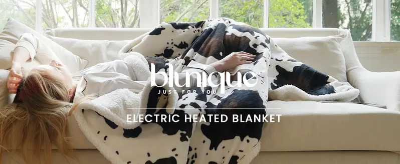 Cow Print Electric Heated Throw Blanket