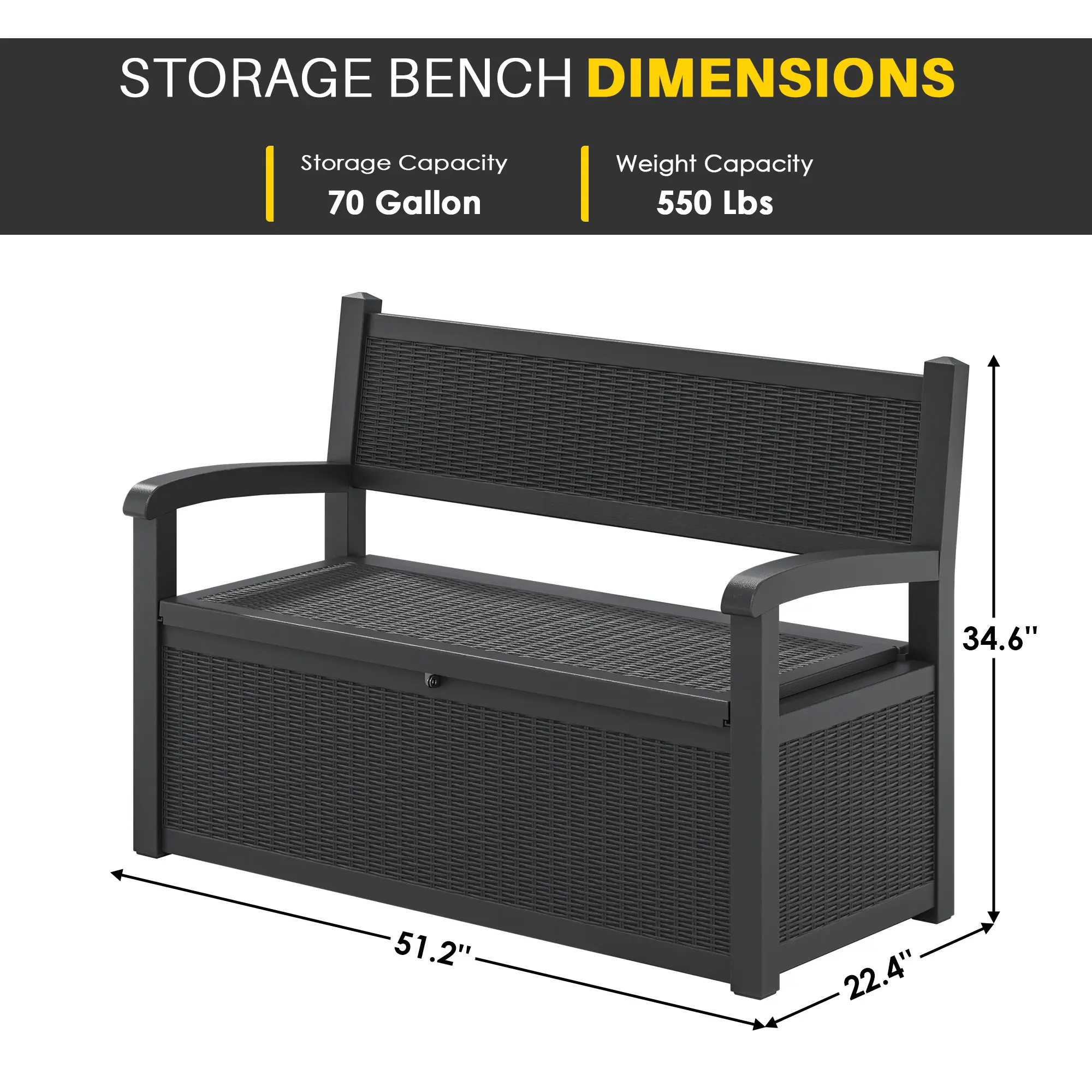 Weatherproof Plastic Patio Storage Bench with Seating