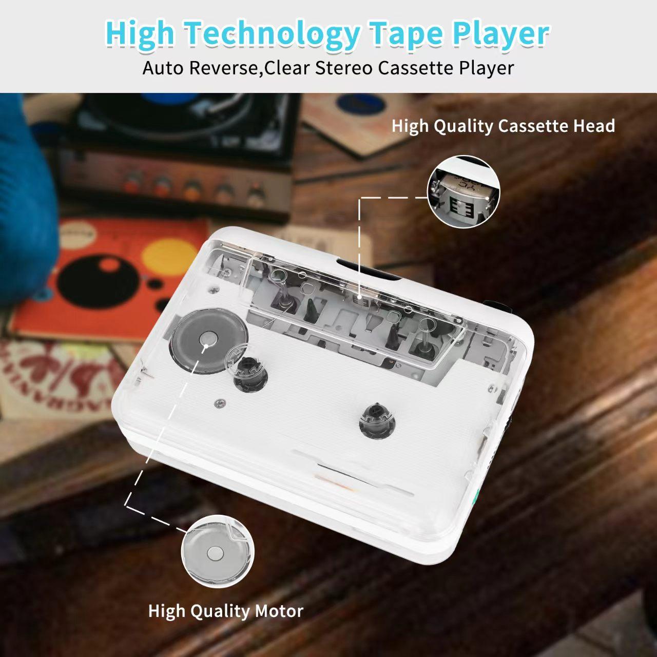 Transparent Radio & Cassette Player, USB Cassette Recorder, Tape-to-Digital Audio MP3 Converter, Push Button, Rechargeable, 3.5 mm Jack, PC-Powered for Music Lovers Rechargeable Radio