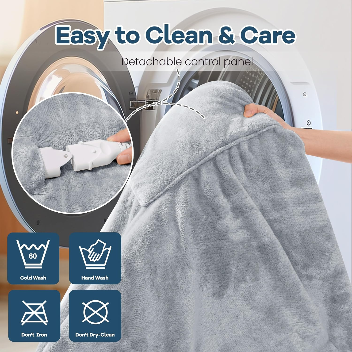 Electric Wearable Heated Blanket with Foot Pocket, Heated Blanket Wearable with Sleeves, Flannel & Sherpa Electric Throw Blanket for Sofa, 10 Heat Settings & 2-8H Auto Shut-Off, 50*70"+18", Light Grey