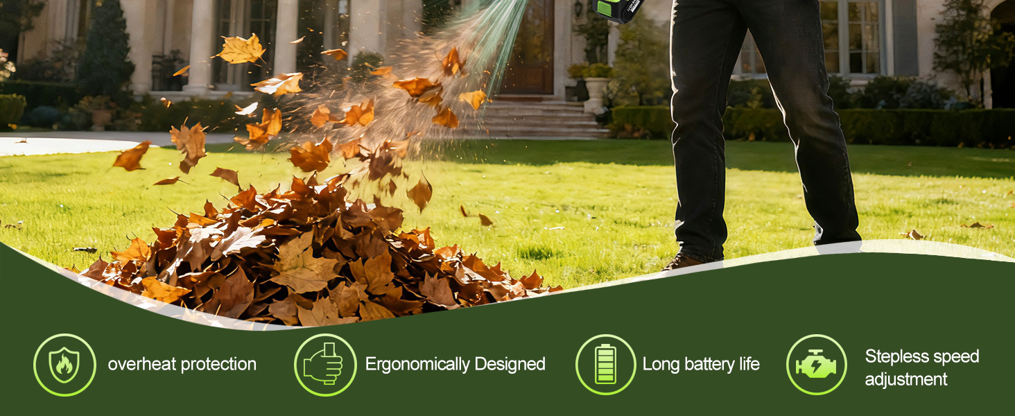 Cordless leaf blower product features