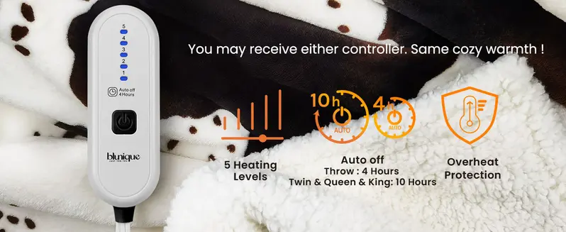 Cow Print Heated Blanket with Adjustable Heat Settings