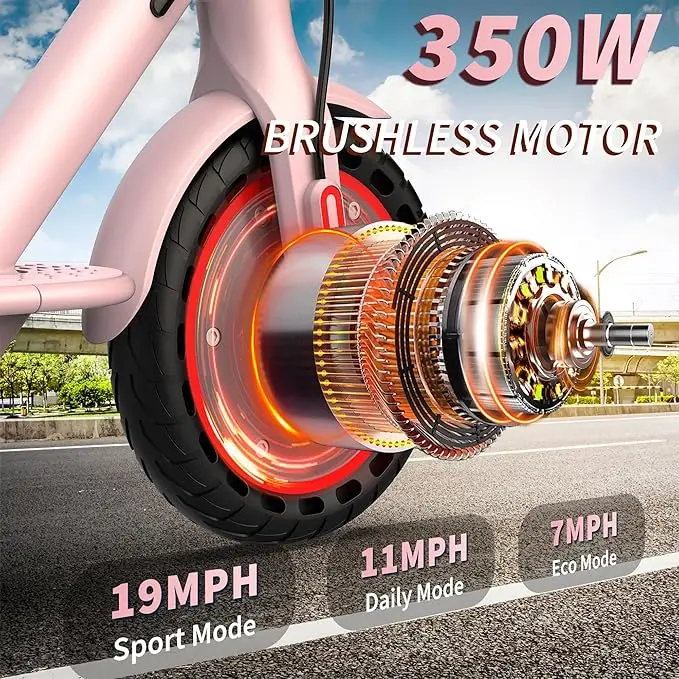 350W Foldable Electric Scooter – 19 MPH, 8.5" Solid Tires & Smart App Control