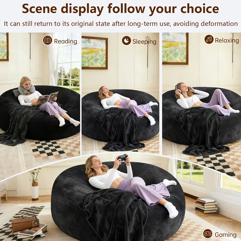 ☁️ 4FT Giant Beanbag Chair – Oversized Fluffy Lounge Sofa for Adults