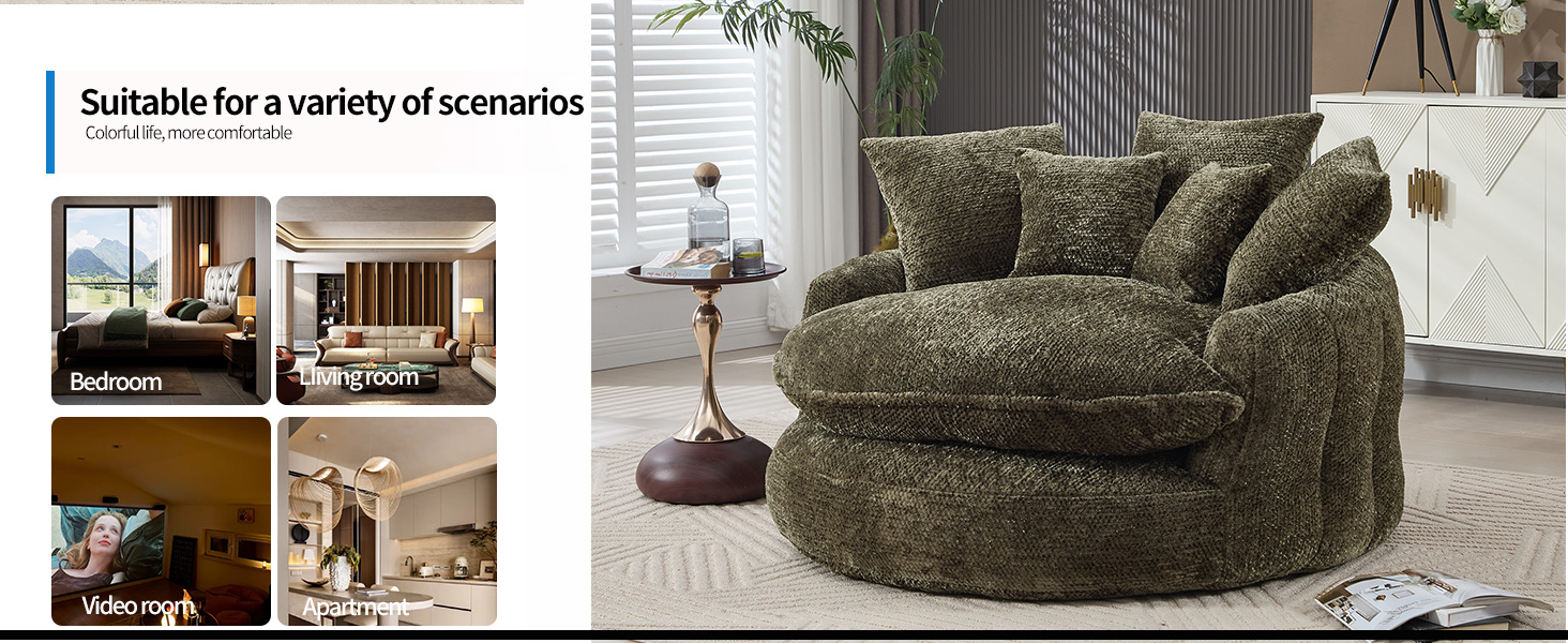 (Olive Green) Round Chair