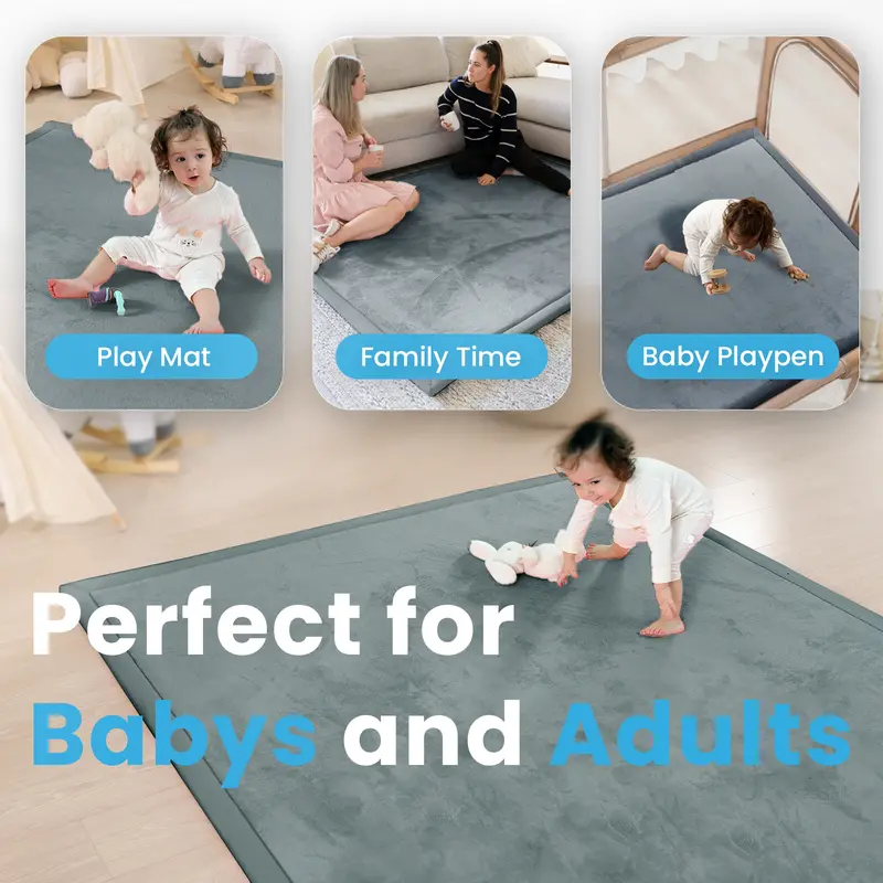 Extra Thick Baby Play Mat – Soft Flannel Crawling Mat for Babies & Toddlers