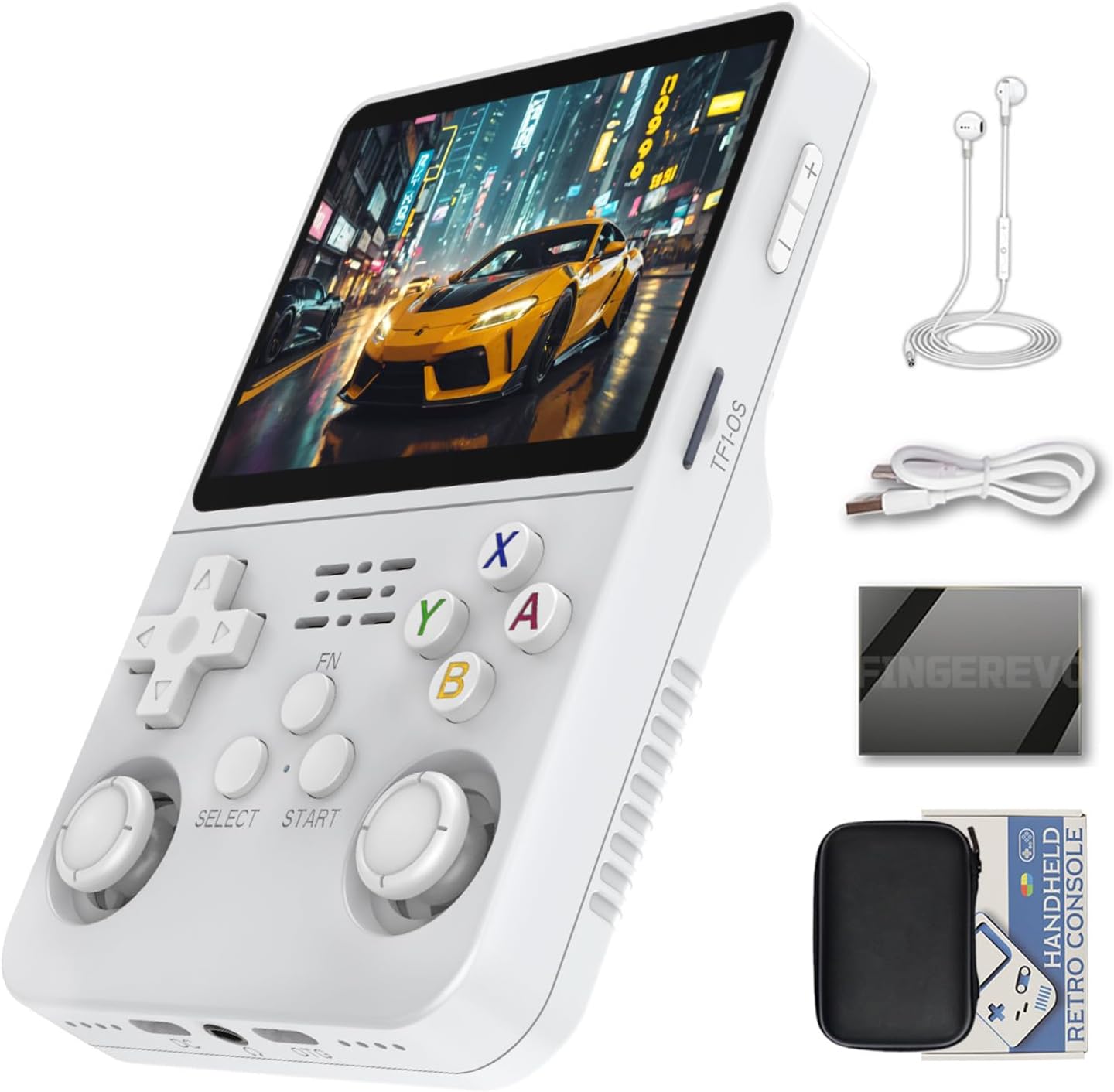 R36S Handheld Game Console 3.5-in 640*480 IPS OCA Screen 3200mAh Opensource System Black Transparent