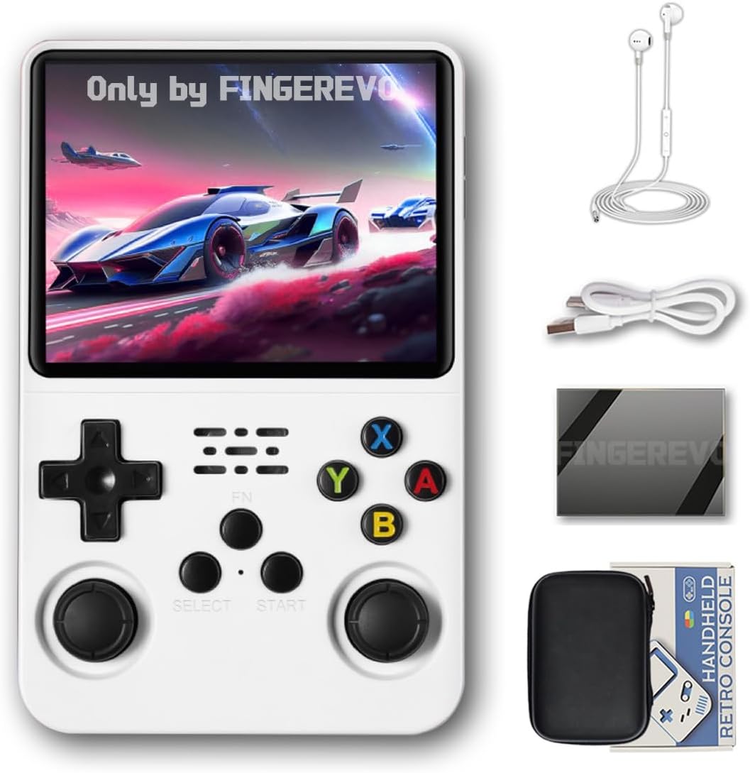 R36S Handheld Game Console 3.5-in 640*480 IPS OCA Screen 3200mAh Opensource System Black Transparent