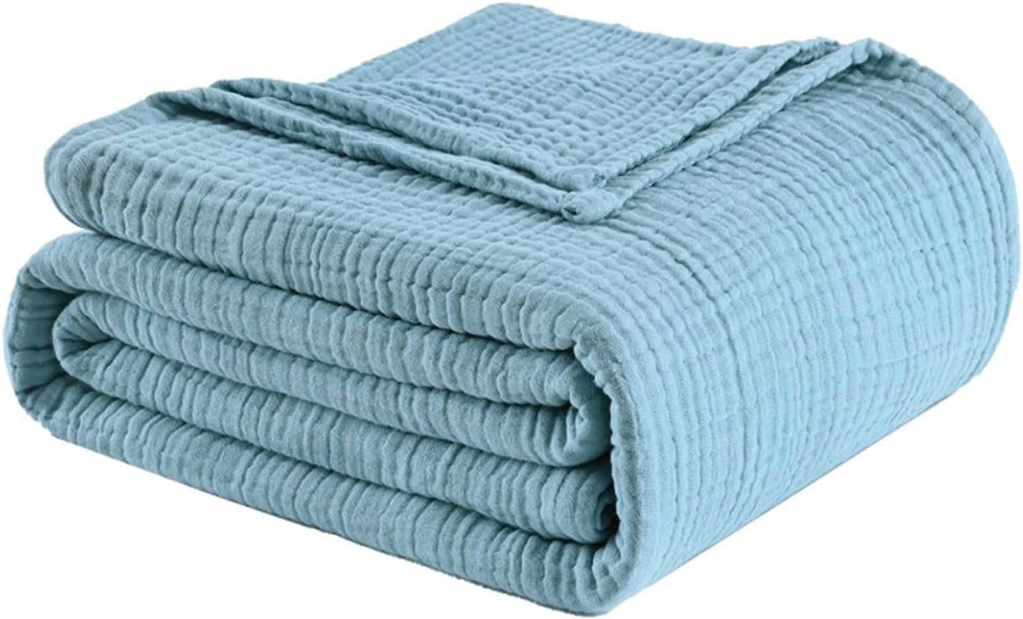 Muslin Blanket 100% Cotton Blanket Throw 50”x65”, Lightweight Breathable Summer Blanket Throw. Supersoft 4-Layer Gauze Throw Blanket for Sofa, Couch, Bed, All-Season Use, Sand