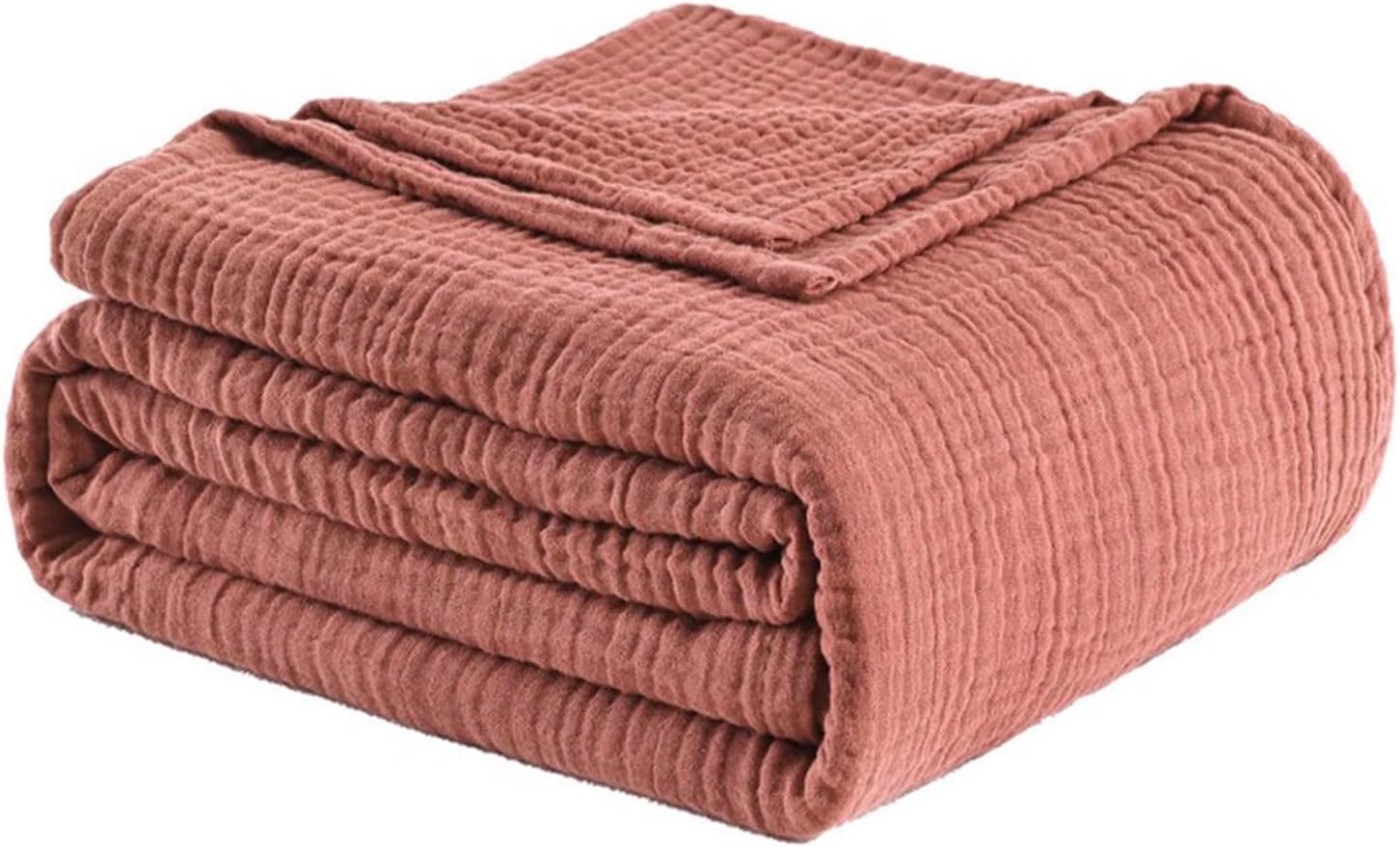 Muslin Blanket 100% Cotton Blanket Throw 50”x65”, Lightweight Breathable Summer Blanket Throw. Supersoft 4-Layer Gauze Throw Blanket for Sofa, Couch, Bed, All-Season Use, Sand