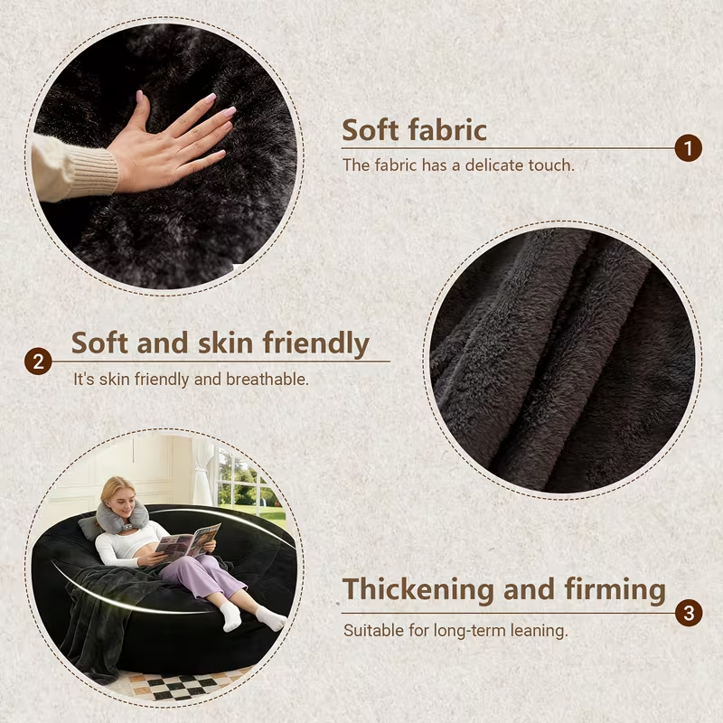 ☁️ 4FT Giant Beanbag Chair – Oversized Fluffy Lounge Sofa for Adults
