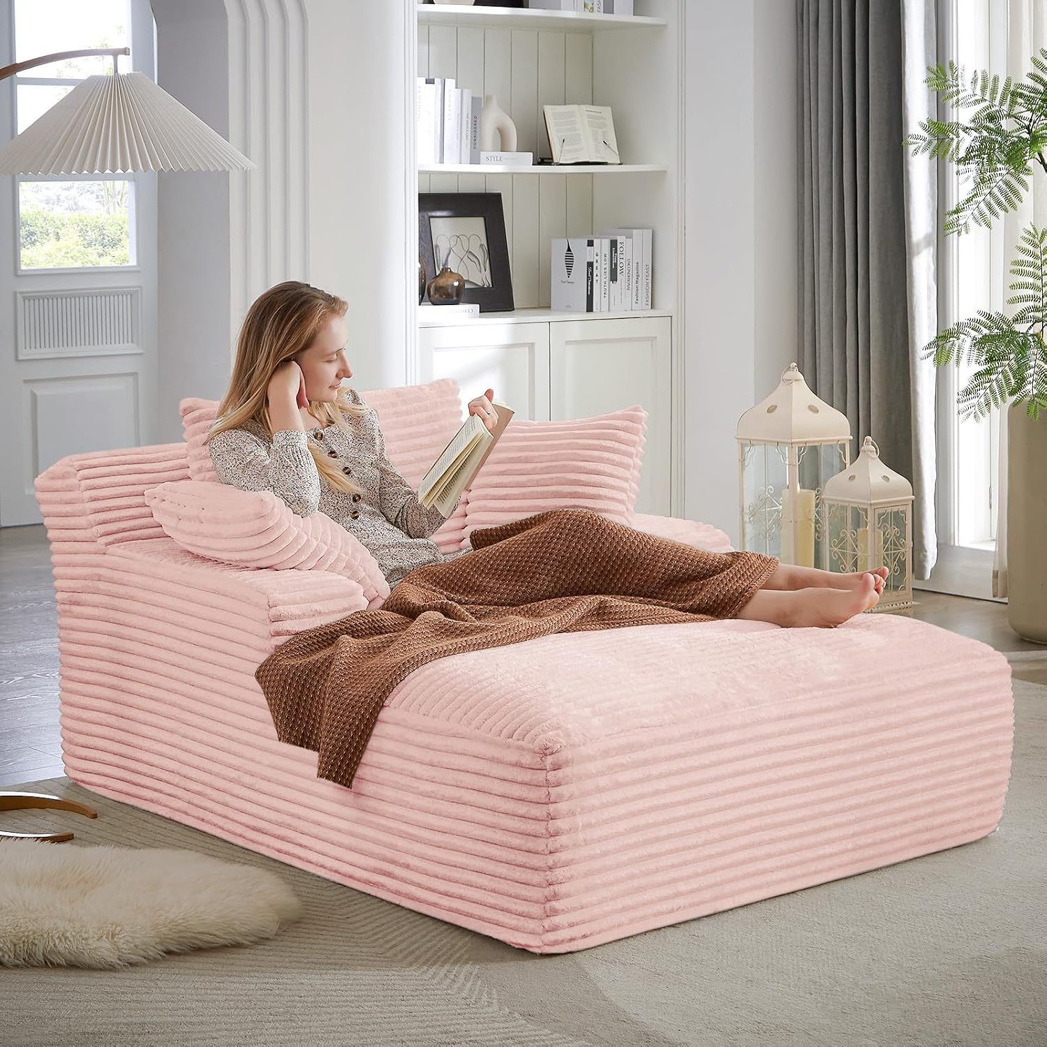 Oversized Cloud Lounge Chair – Cozy Corduroy Sofa with 3 Pillows, Deep Seat Accent Chair for Living Room & Bedroom