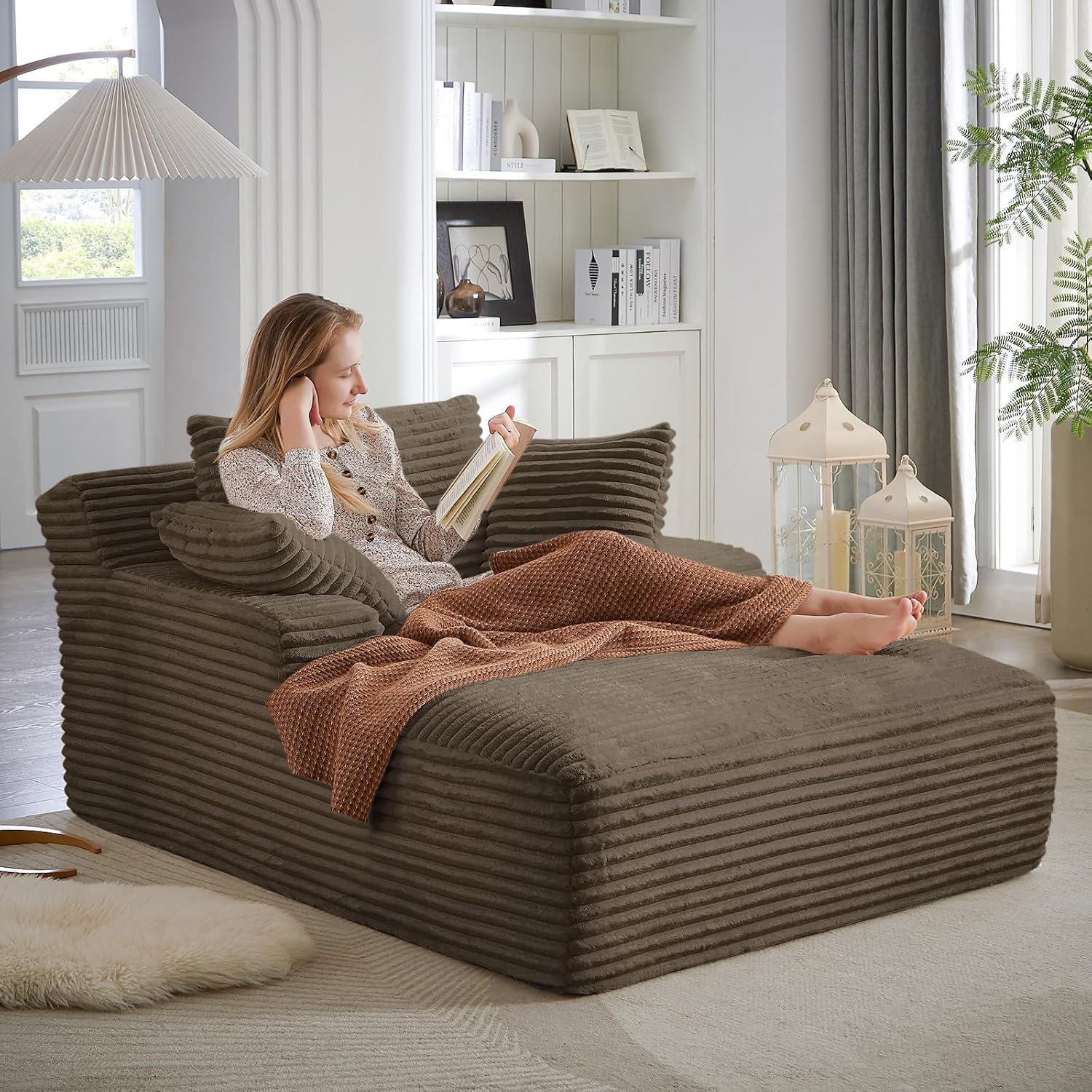 Oversized Cloud Lounge Chair – Cozy Corduroy Sofa with 3 Pillows, Deep Seat Accent Chair for Living Room & Bedroom