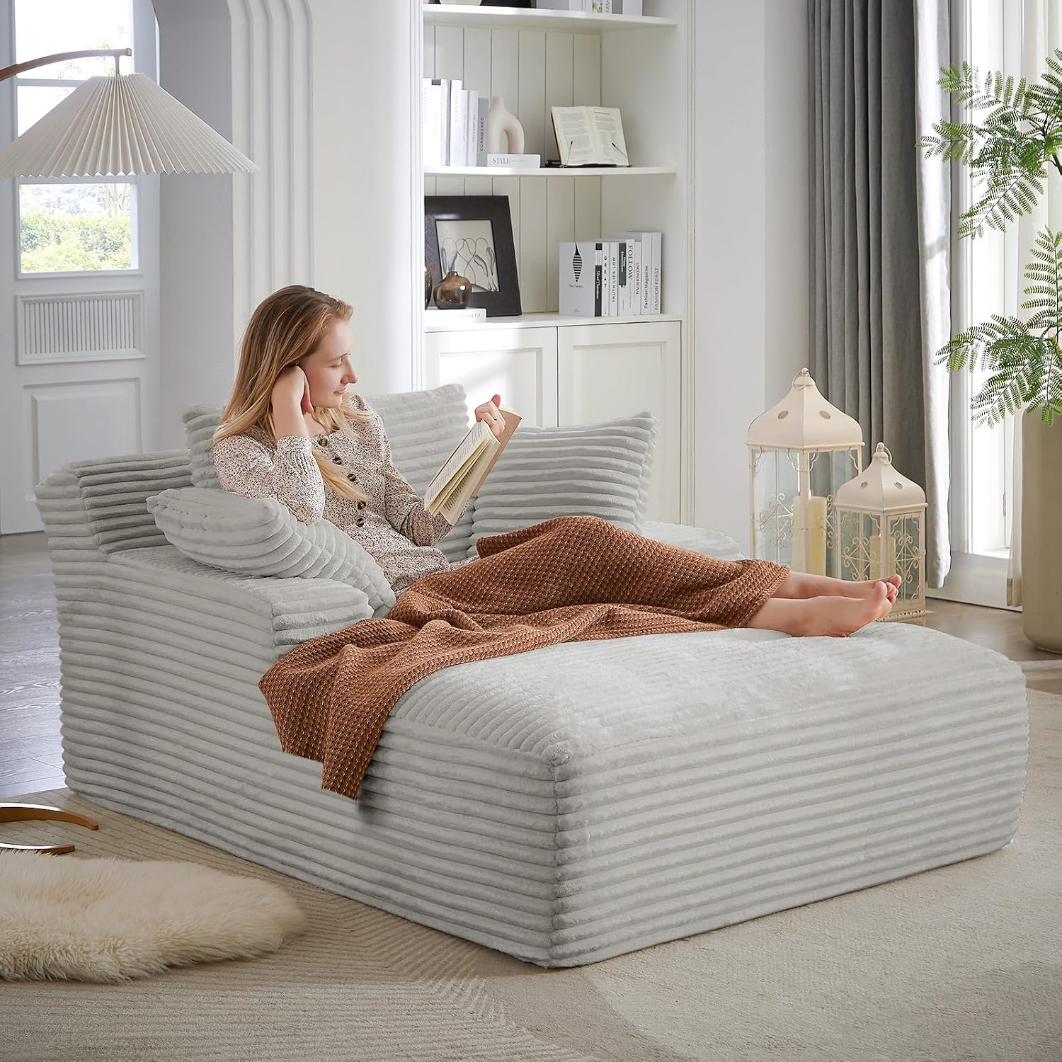Oversized Cloud Lounge Chair – Cozy Corduroy Sofa with 3 Pillows, Deep Seat Accent Chair for Living Room & Bedroom