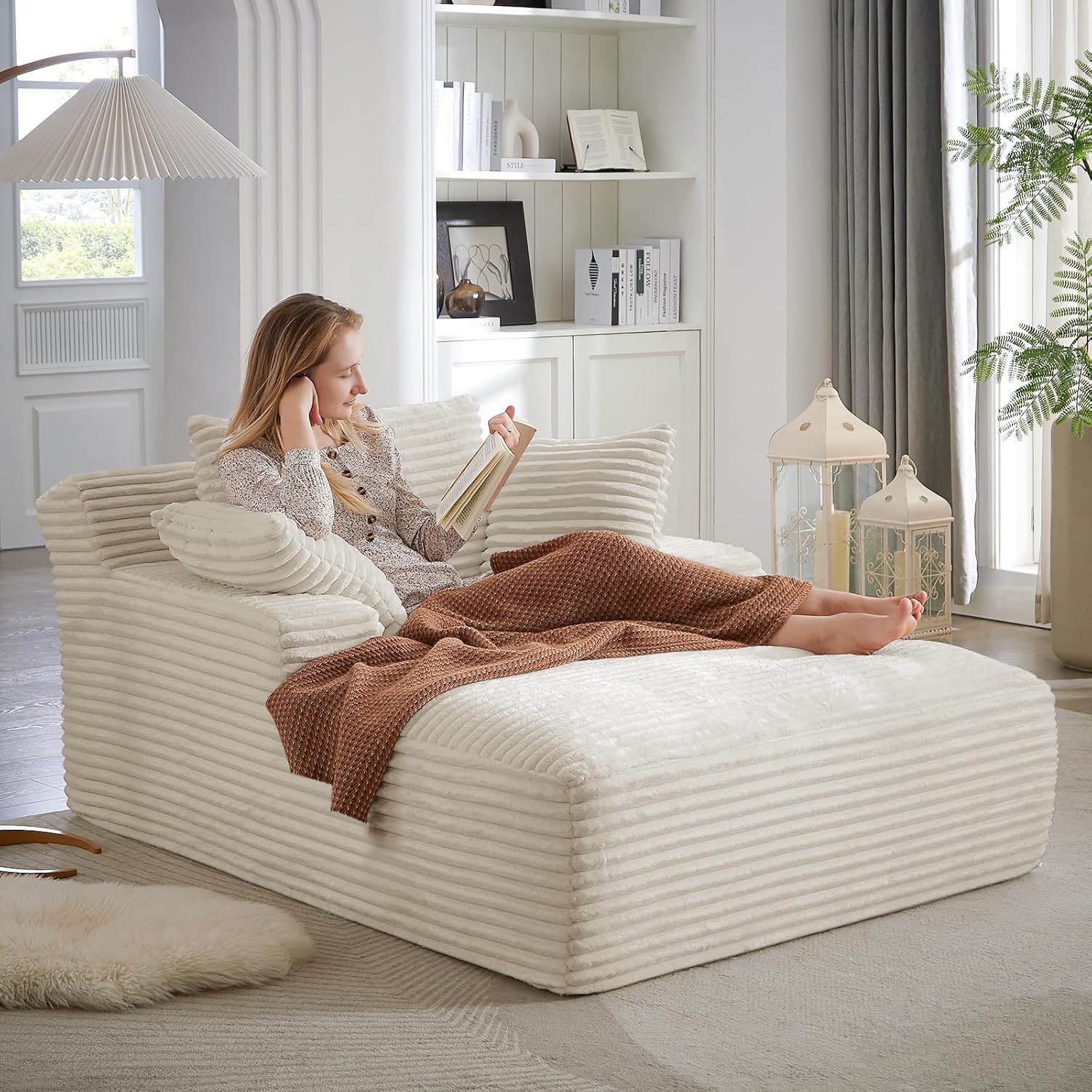 Oversized Cloud Lounge Chair – Cozy Corduroy Sofa with 3 Pillows, Deep Seat Accent Chair for Living Room & Bedroom