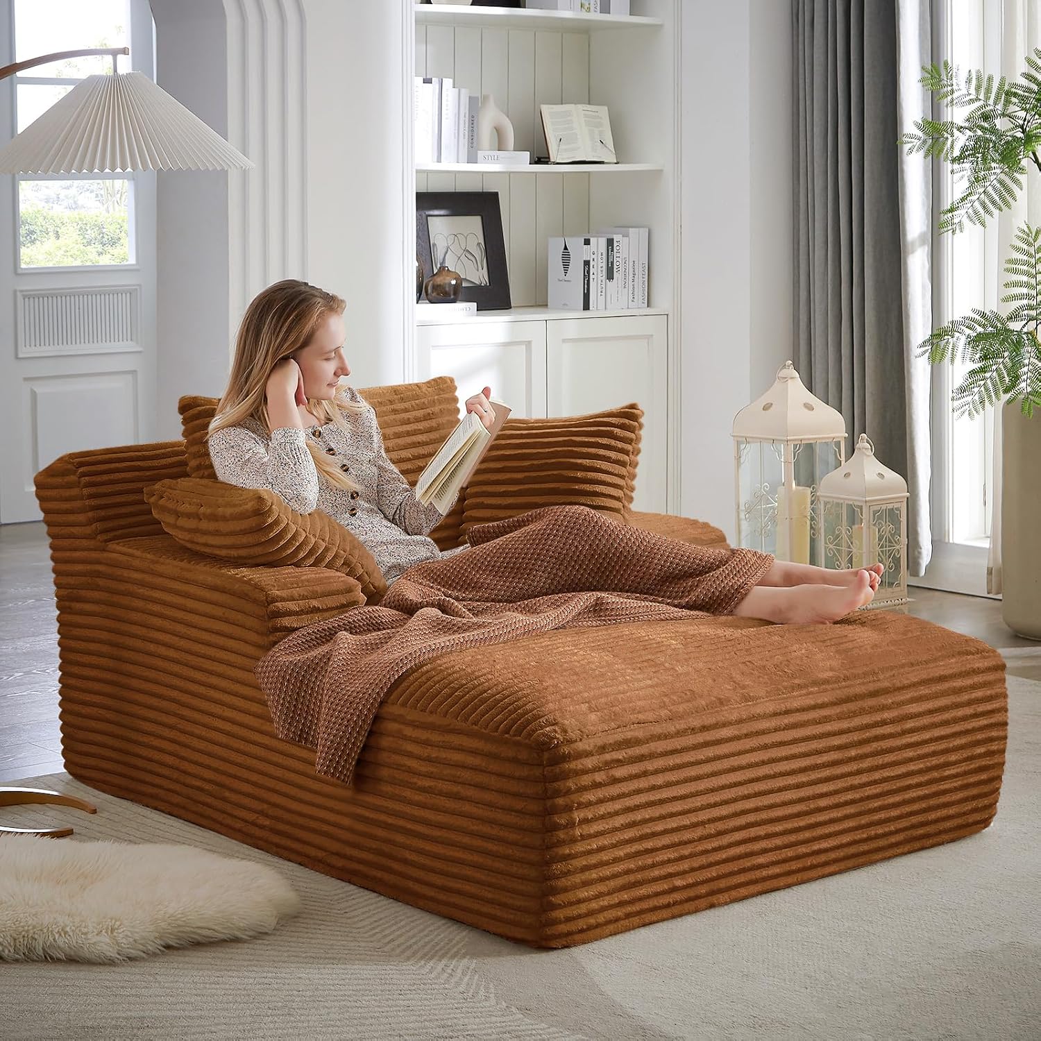 Oversized Cloud Lounge Chair – Cozy Corduroy Sofa with 3 Pillows, Deep Seat Accent Chair for Living Room & Bedroom