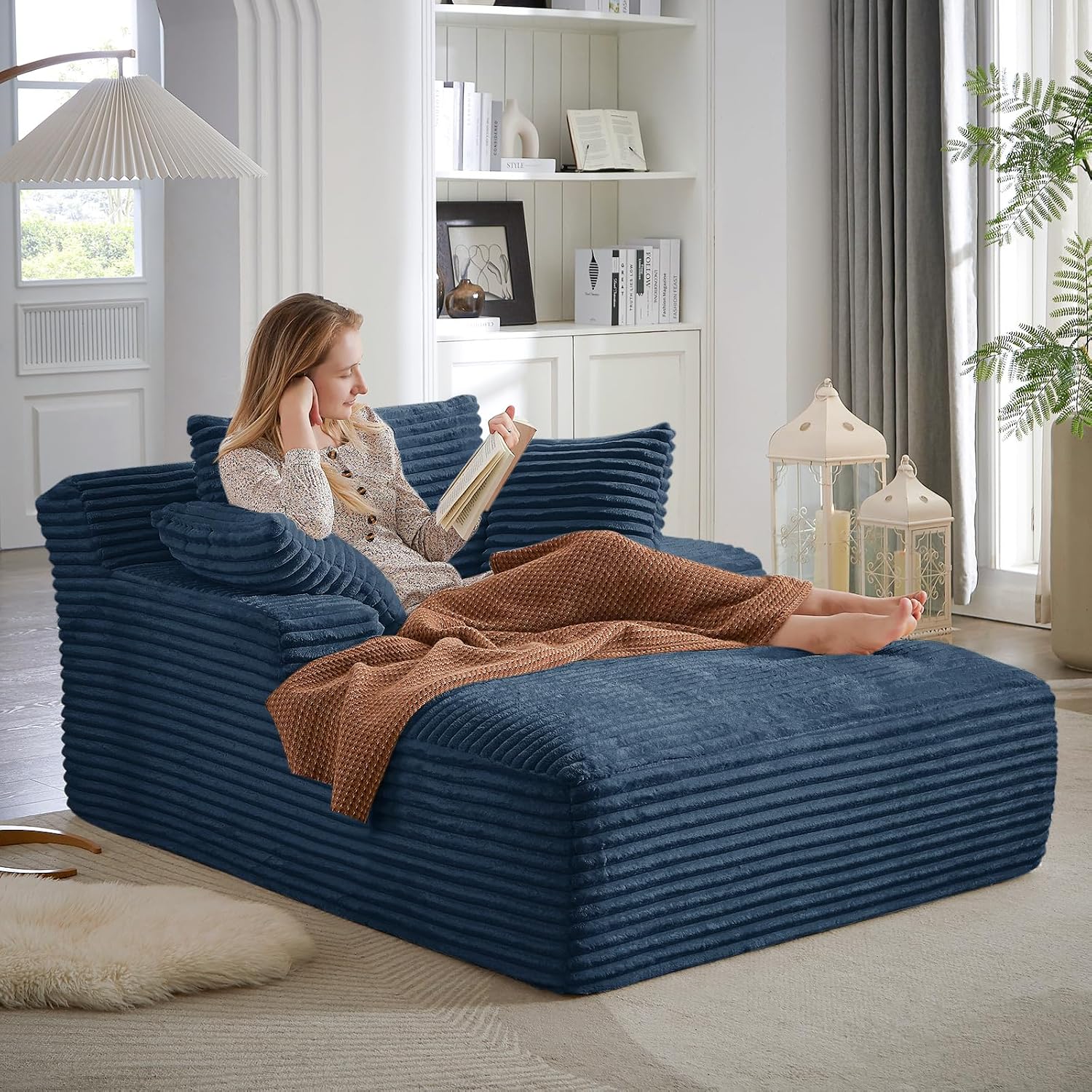 Oversized Cloud Lounge Chair – Cozy Corduroy Sofa with 3 Pillows, Deep Seat Accent Chair for Living Room & Bedroom