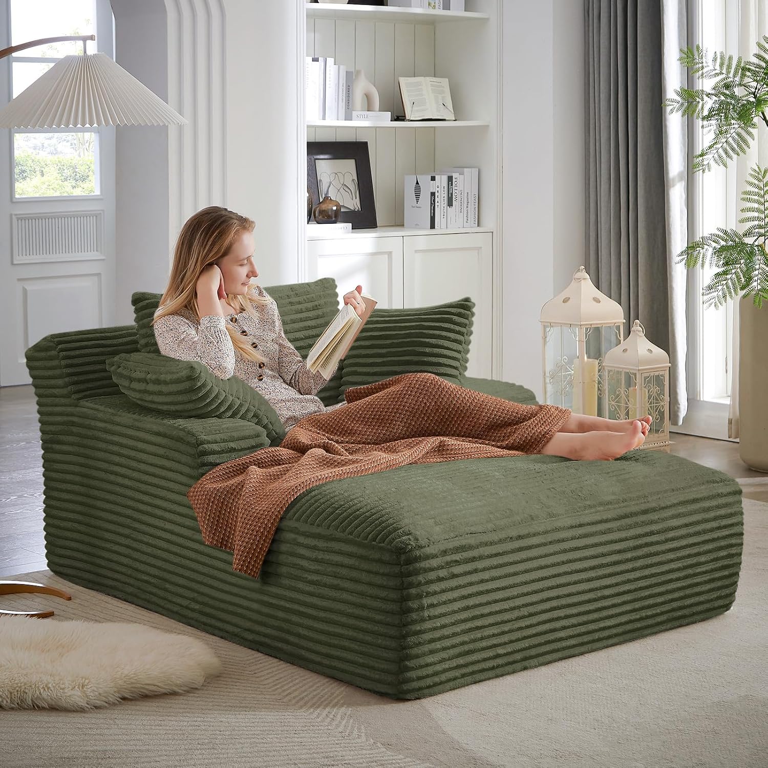 Oversized Cloud Lounge Chair – Cozy Corduroy Sofa with 3 Pillows, Deep Seat Accent Chair for Living Room & Bedroom