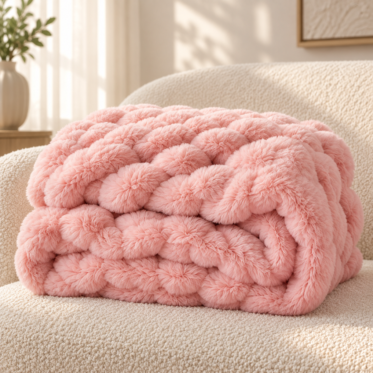 Cloud Bubble Faux Fur Blanket – 700GSM Ultra-Plush Oversized Throw