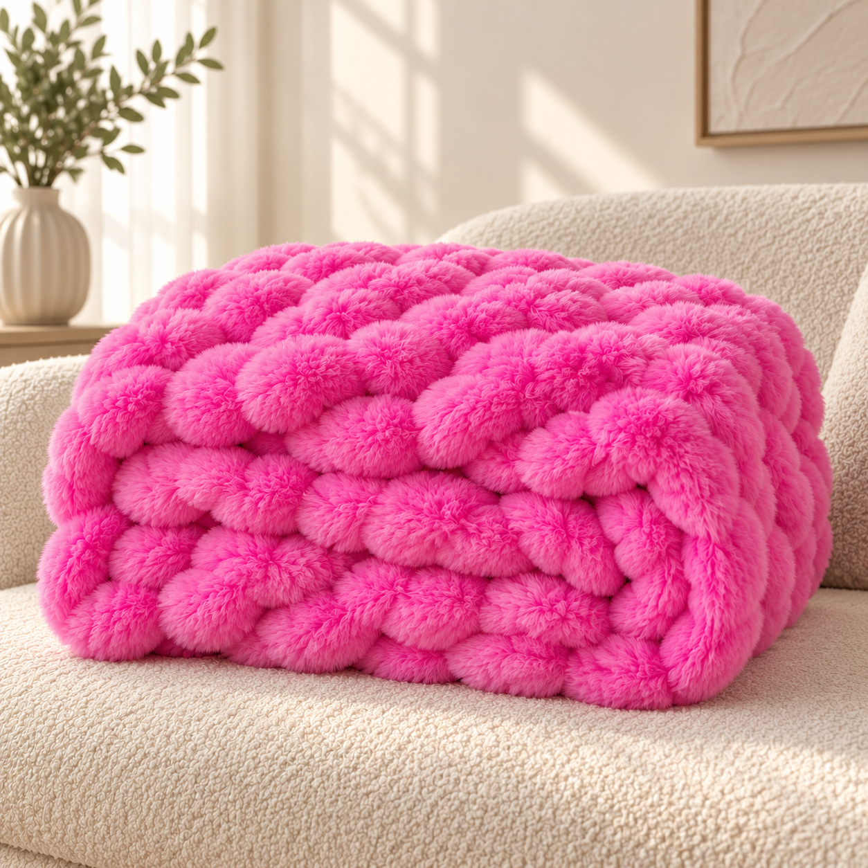 Cloud Bubble Faux Fur Blanket – 700GSM Ultra-Plush Oversized Throw