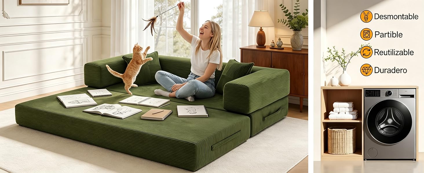 Green convertible sofa bed product features