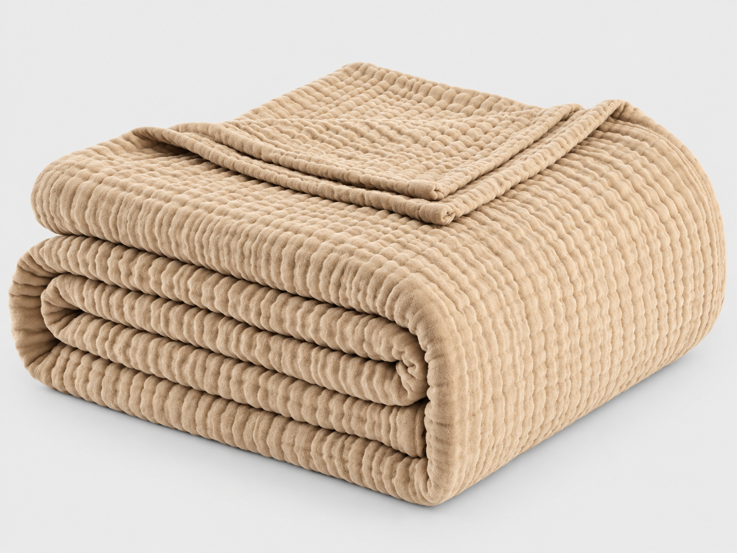 Muslin Blanket 100% Cotton Blanket Throw 50”x65”, Lightweight Breathable Summer Blanket Throw. Supersoft 4-Layer Gauze Throw Blanket for Sofa, Couch, Bed, All-Season Use, Sand