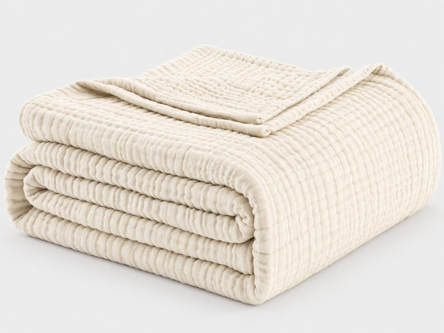 Muslin Blanket 100% Cotton Blanket Throw 50”x65”, Lightweight Breathable Summer Blanket Throw. Supersoft 4-Layer Gauze Throw Blanket for Sofa, Couch, Bed, All-Season Use, Sand