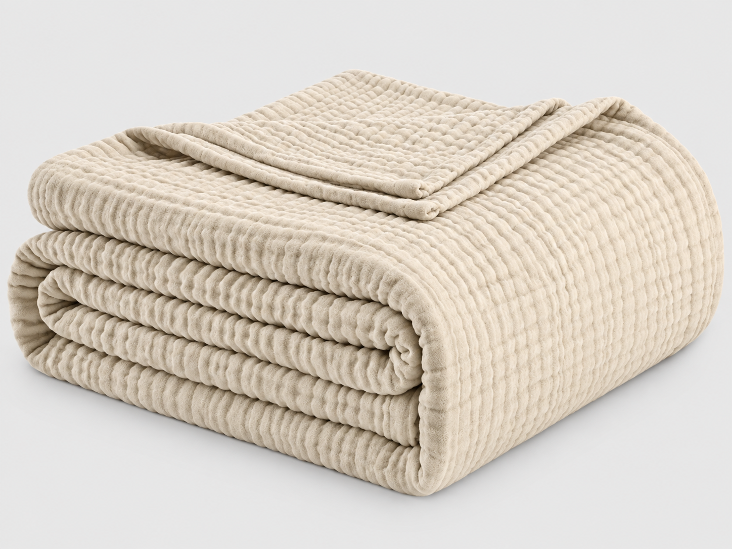 Muslin Blanket 100% Cotton Blanket Throw 50”x65”, Lightweight Breathable Summer Blanket Throw. Supersoft 4-Layer Gauze Throw Blanket for Sofa, Couch, Bed, All-Season Use, Sand