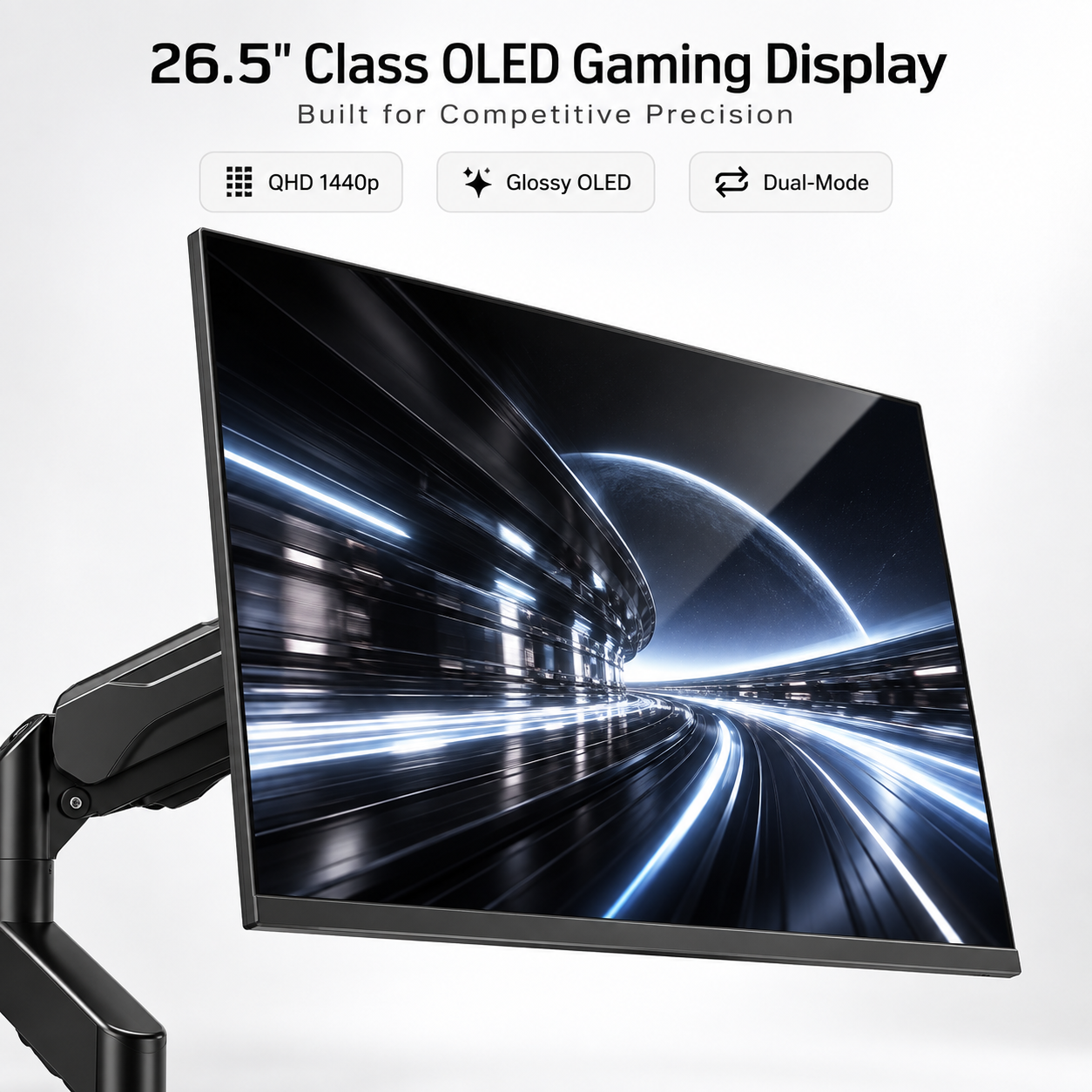 27" Dual-Mode OLED Gaming Monitor with Premium Monitor Arm