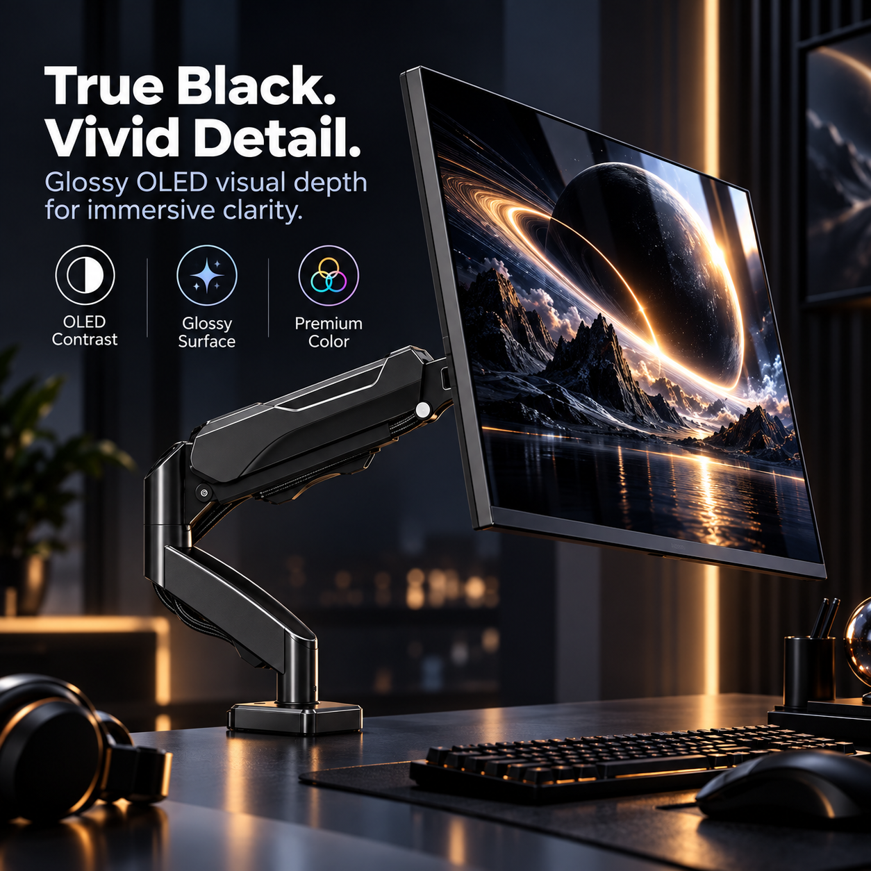 27" Dual-Mode OLED Gaming Monitor with Premium Monitor Arm