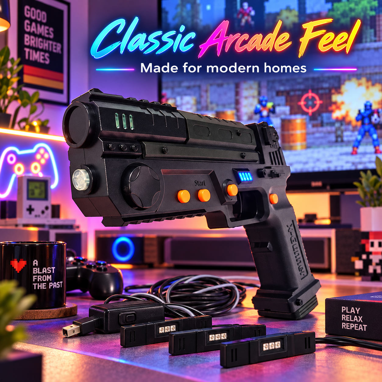 Retro Shooter Light Gun Set – Wireless, Immersive, Arcade Ready