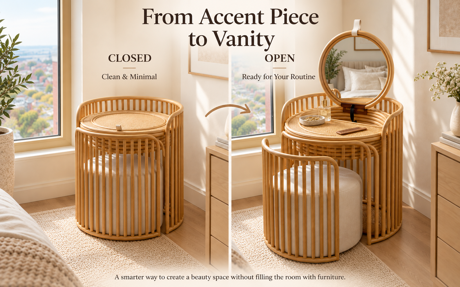 Open and closed vanity