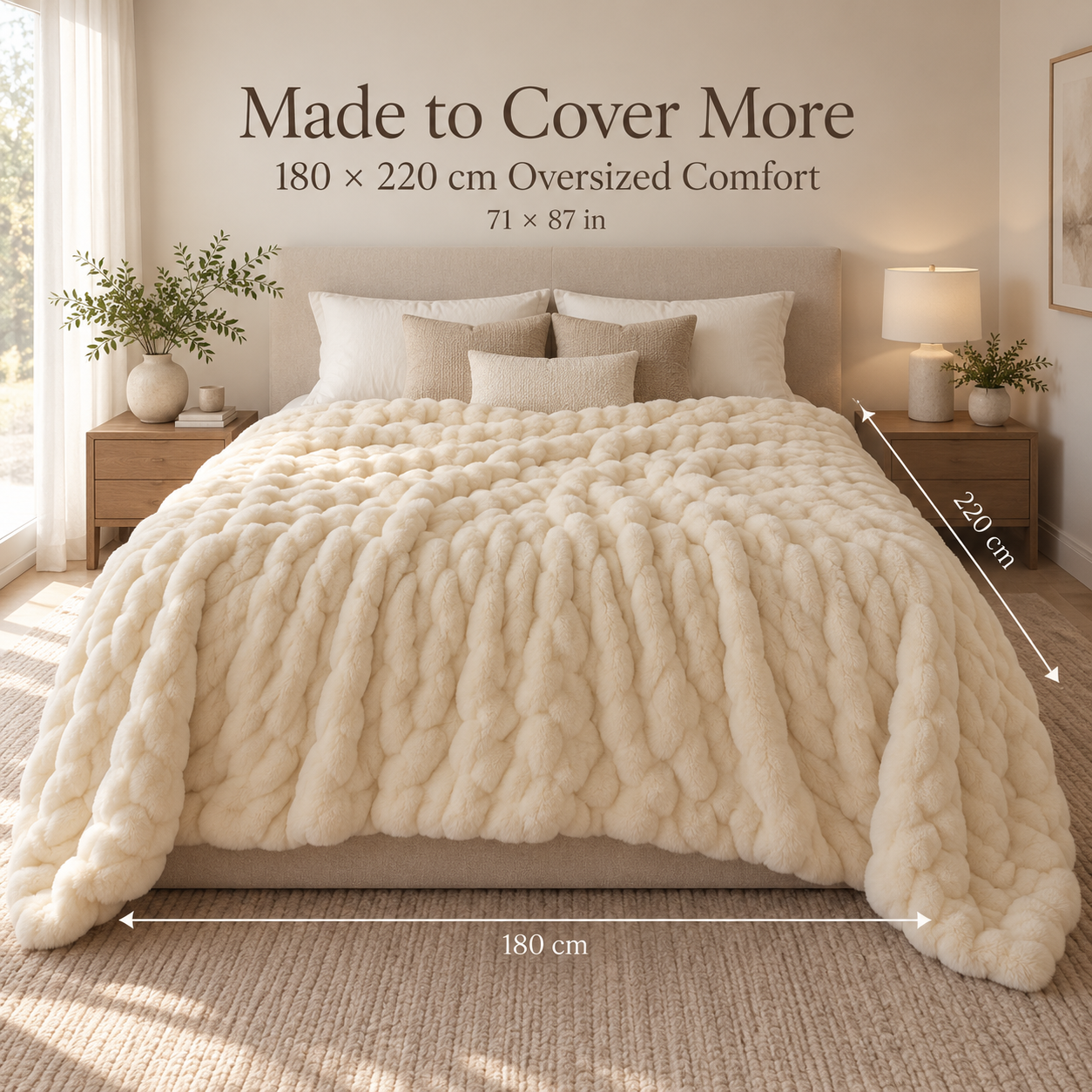 Cloud Bubble Faux Fur Blanket – 700GSM Ultra-Plush Oversized Throw