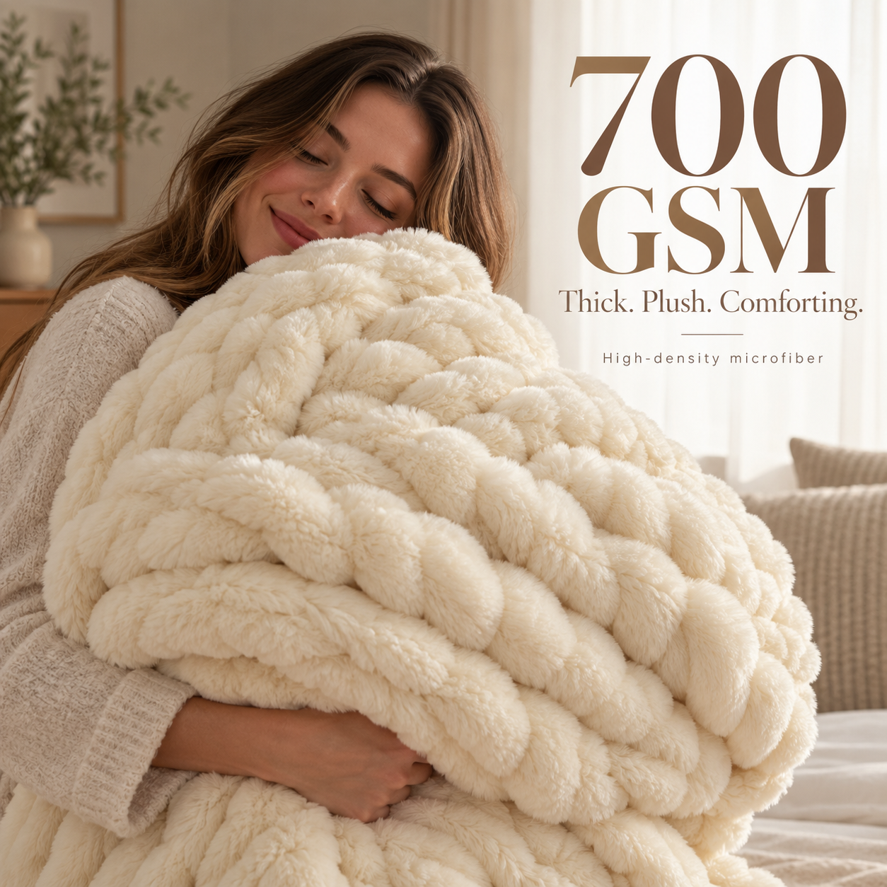 Cloud Bubble Faux Fur Blanket – 700GSM Ultra-Plush Oversized Throw