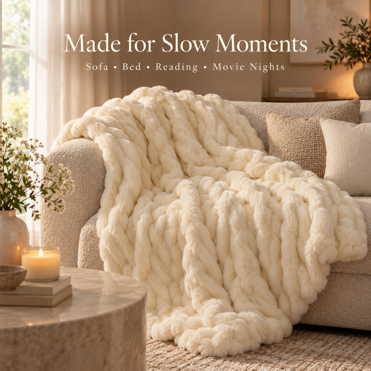 Cloud Bubble Faux Fur Blanket – 700GSM Ultra-Plush Oversized Throw