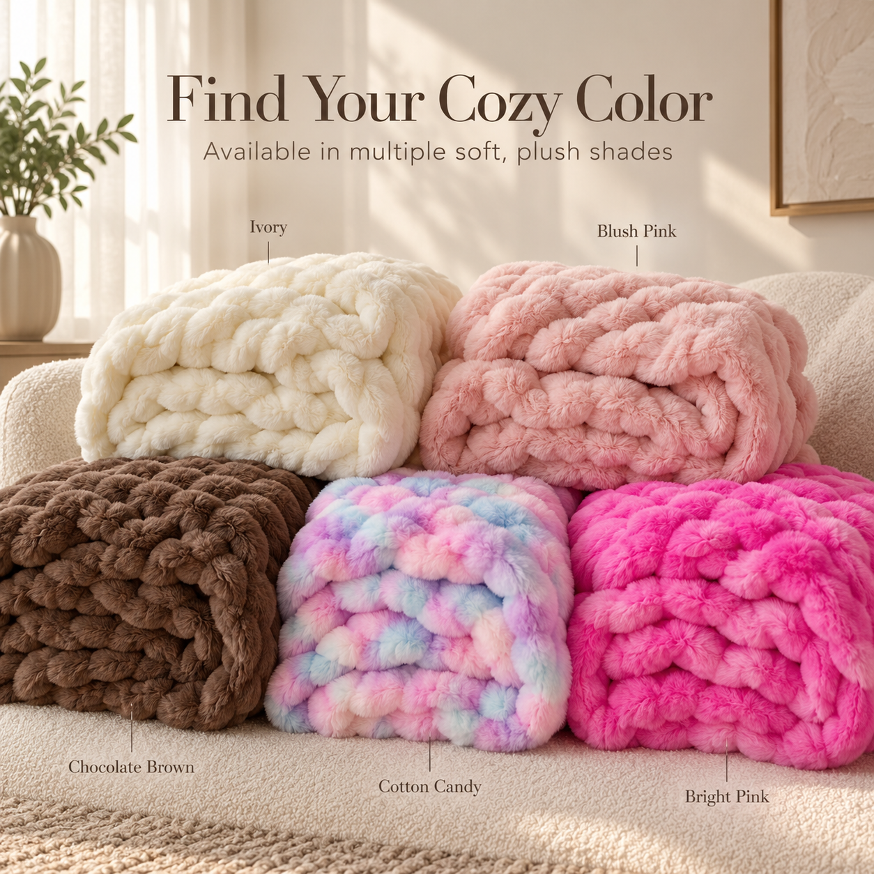 Cloud Bubble Faux Fur Blanket – 700GSM Ultra-Plush Oversized Throw