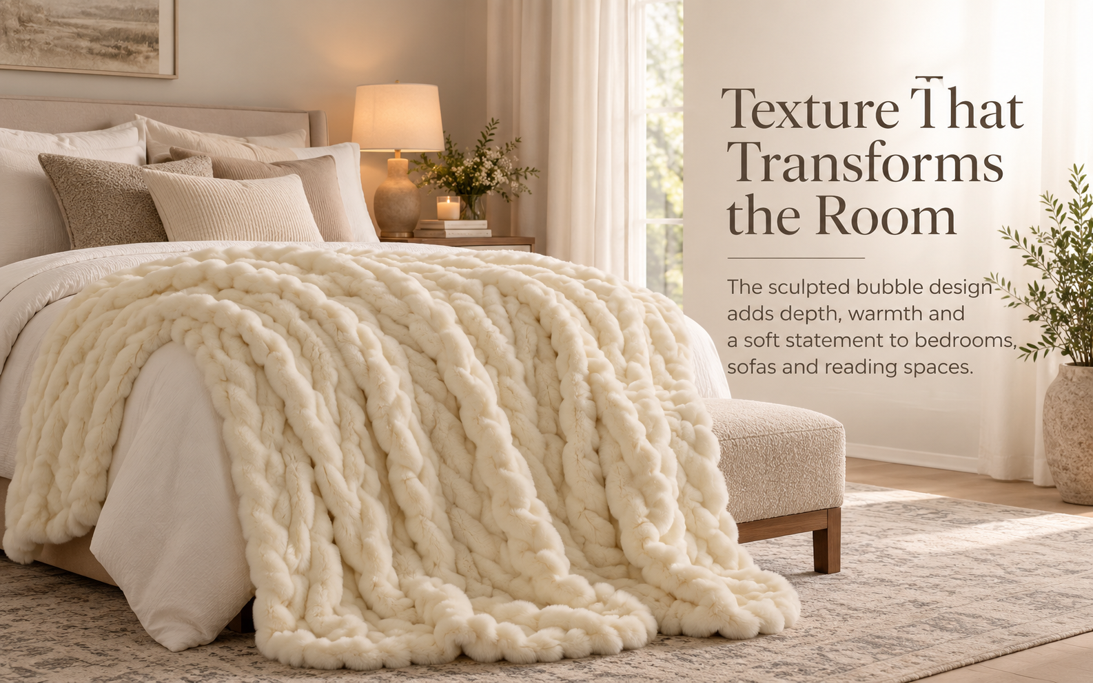 Ultra plush bubble blanket cozy lifestyle scene