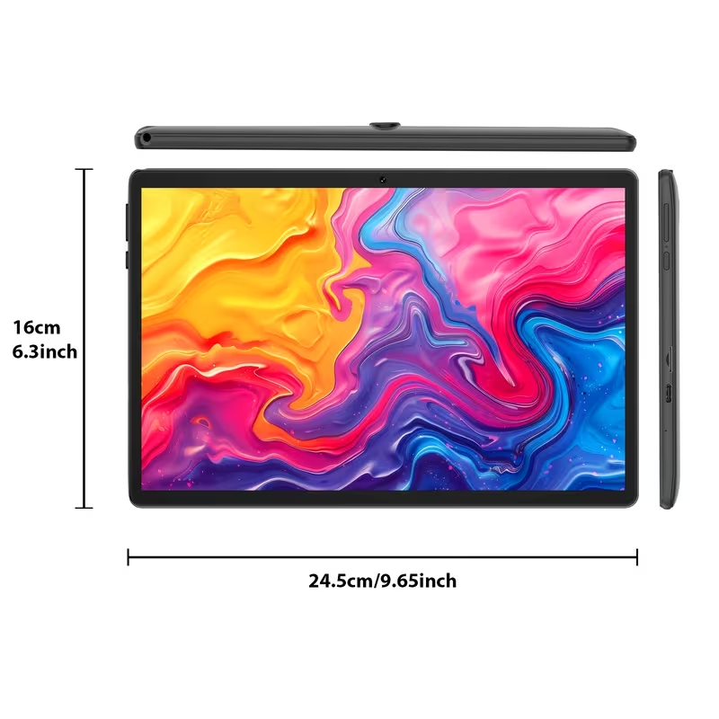 Latest Android 15 Tablet, 12GB (4GB+8GB)RAM + 64GB ROM, 10.1 Inches, Options: Tablet Only or Case + Tablet Version, 2-in-1 Tablet, Supports WiFi, GPS, Wireless Connection, Entertainment Tablet, 6000mAh Battery, Wi-Fi, (No Adapter), Pad, Tablet