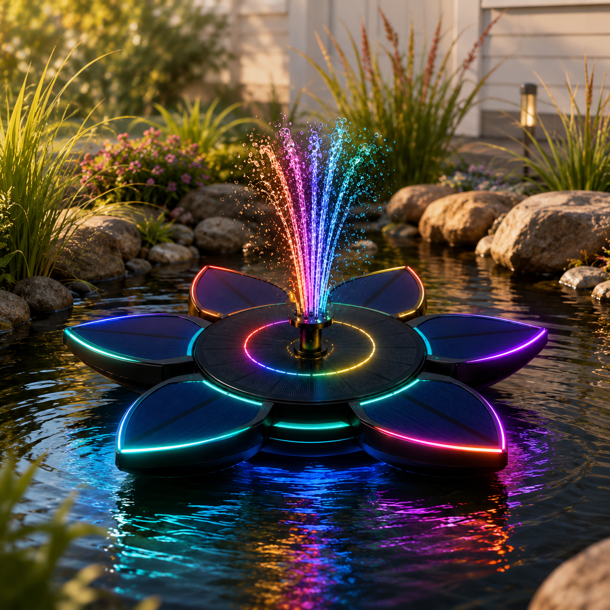 SolarBloom™ RGB Solar Floating Fountain | Color-Changing LED Lights | Automatic Day/Night Sensor | Multiple Spray Modes