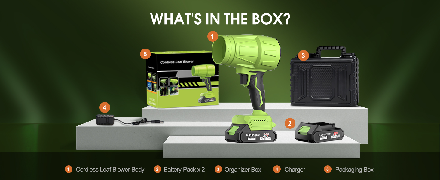 Cordless leaf blower kit details