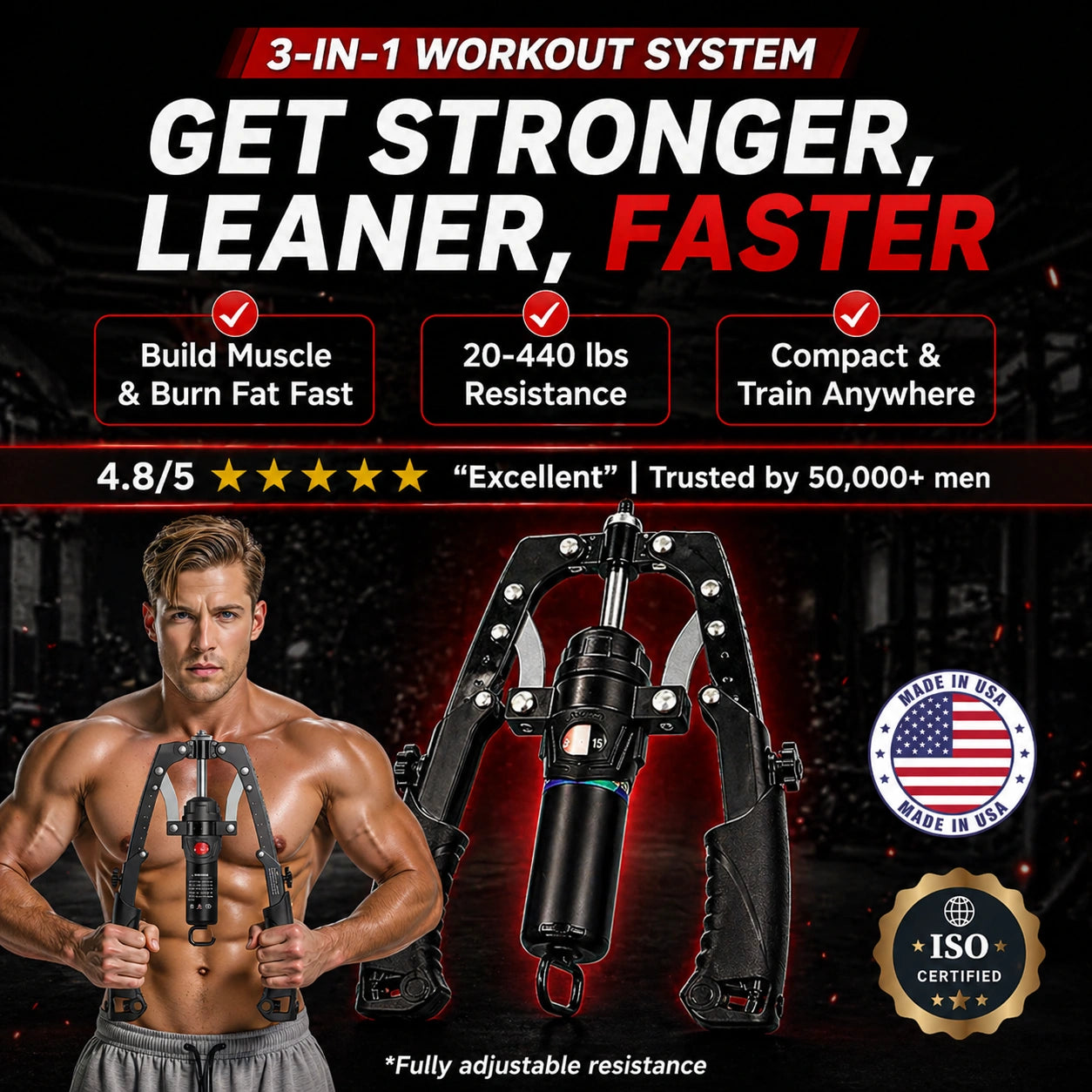 Adjustable Hydraulic Arm & Chest Trainer – Upper Body Workout Equipment