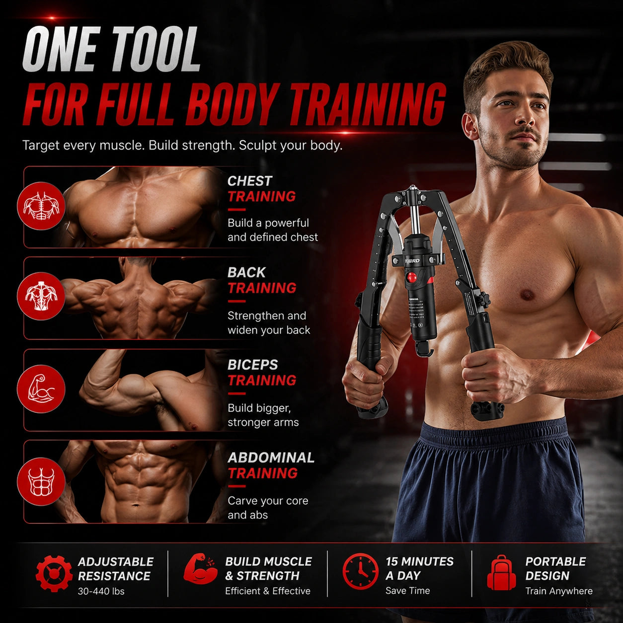 Adjustable Hydraulic Arm & Chest Trainer – Upper Body Workout Equipment