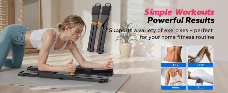 【Terra Gym】 Multi-functional Adjustable Ab Exercise Board, Split Ab Slide Roller Board, Home Pilates Reformer with Knee Mat for Home Gym Core & Ab Strength Training, Abdominal Crunch Machine#SummerVibes