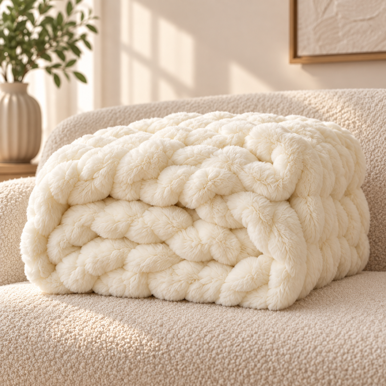Cloud Bubble Faux Fur Blanket – 700GSM Ultra-Plush Oversized Throw