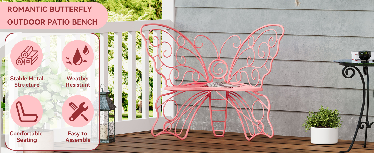 metal frame front porch bench
