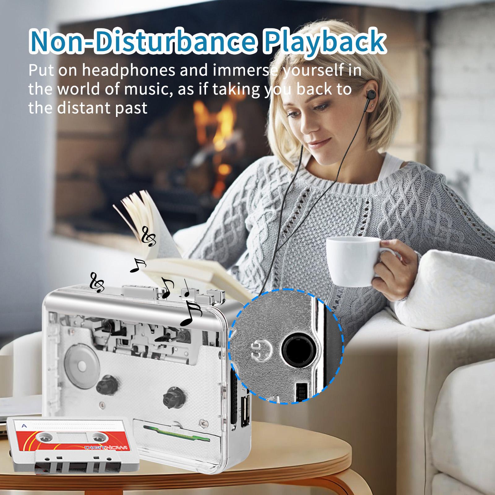 Transparent Radio & Cassette Player, USB Cassette Recorder, Tape-to-Digital Audio MP3 Converter, Push Button, Rechargeable, 3.5 mm Jack, PC-Powered for Music Lovers Rechargeable Radio