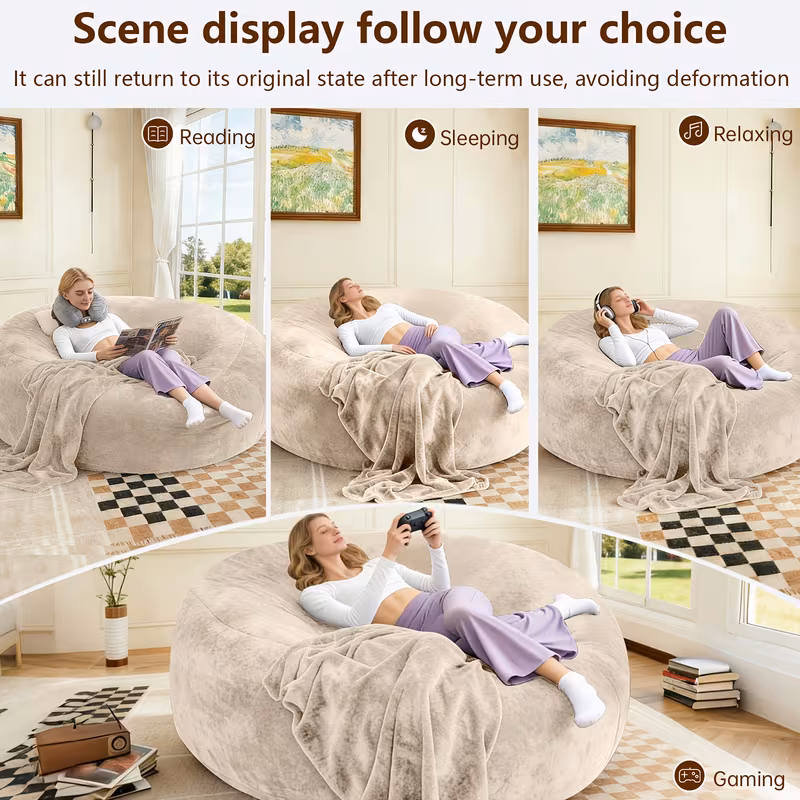 pouf da 100 cm in memory foam con imbottitura, sedia da adulti adatta per soggiorno e camera da letto Dettagli dell'articolo 0