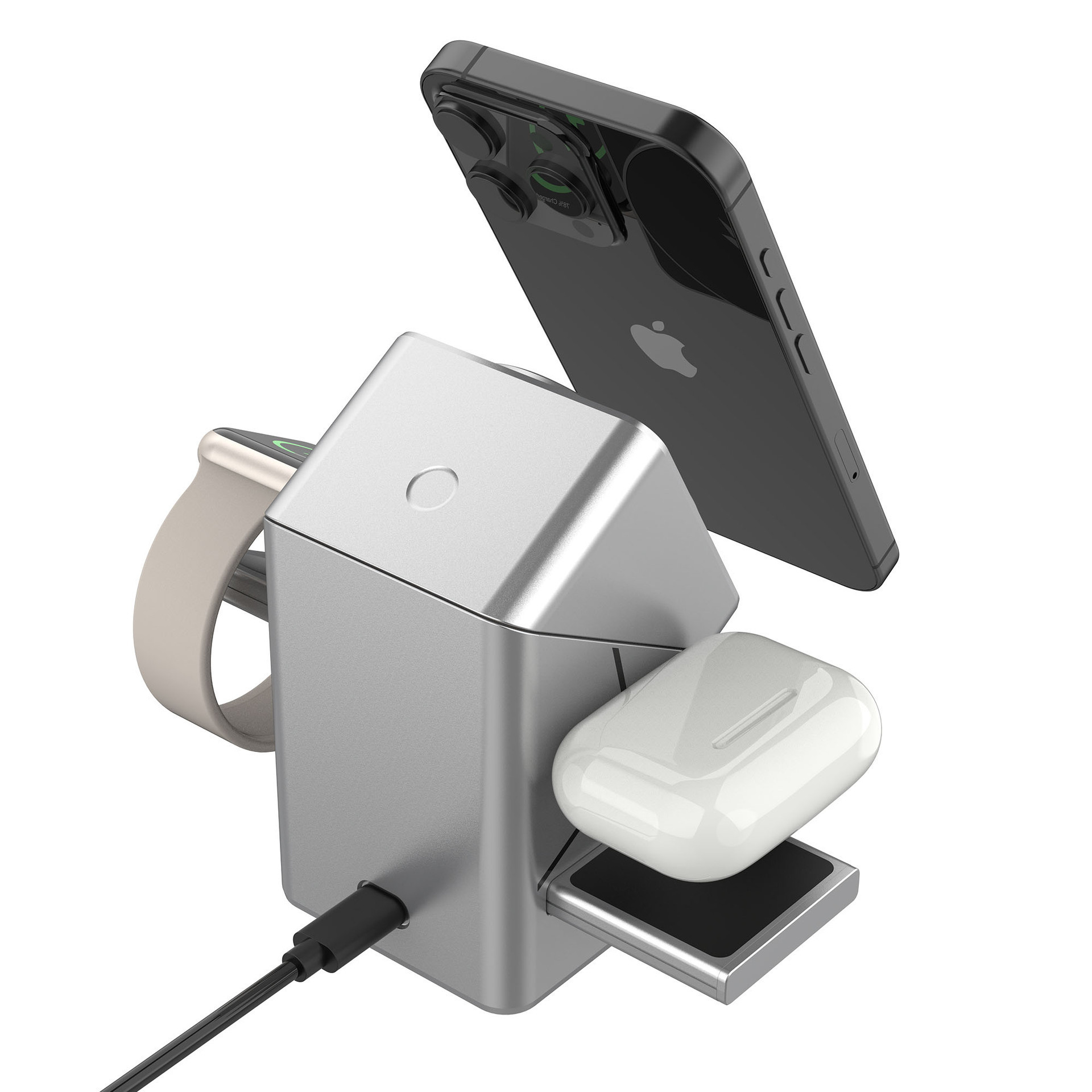 Kabelloses Ladegerät für Handy, Uhr und Kopfhörer