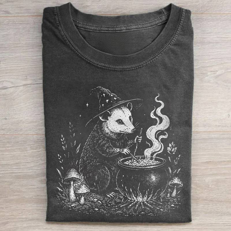 Vintage Witch Opossum Graphic T-shirt